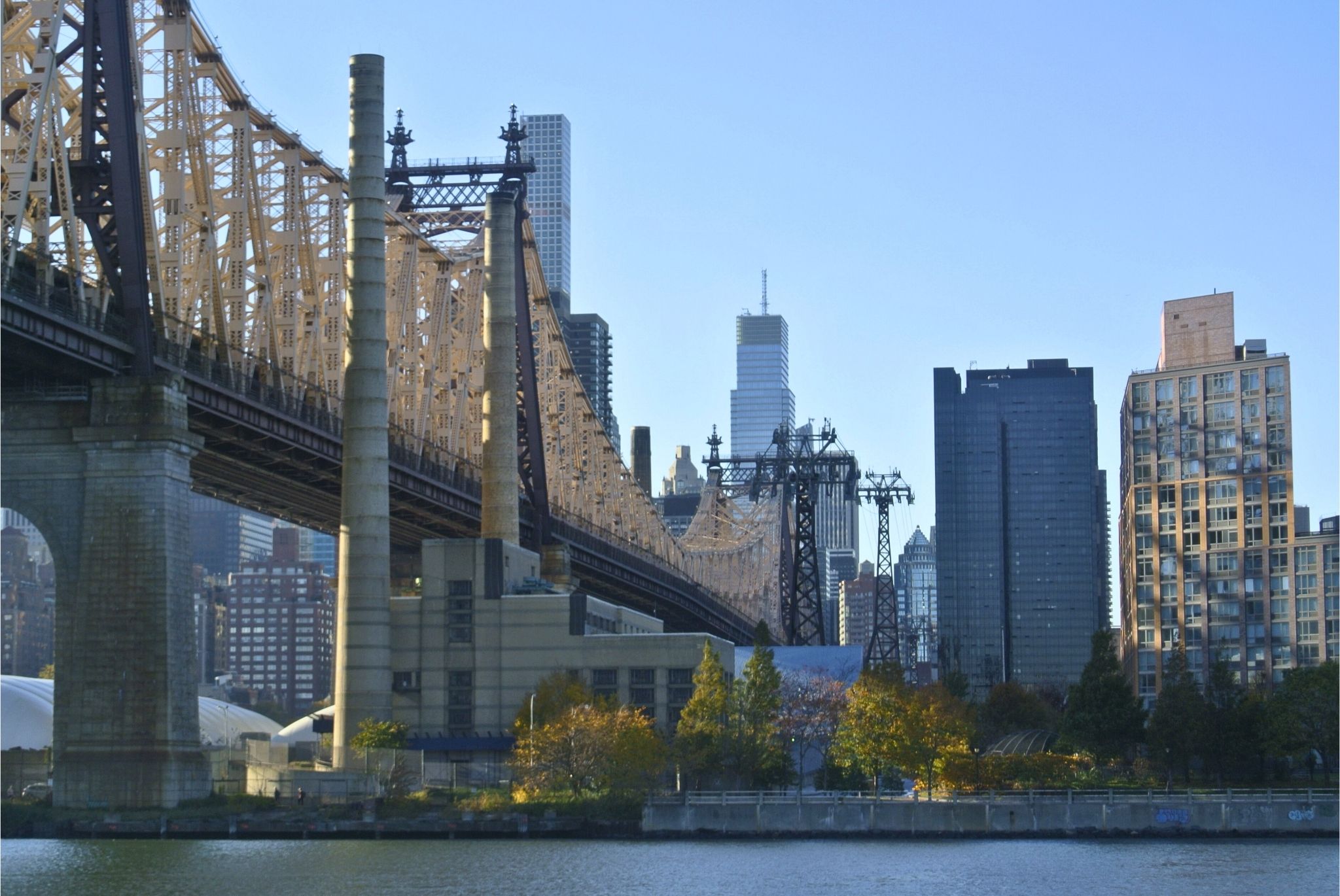 New York City Roosevelt Island Blick auf Queensboro Bridge und Manhattan